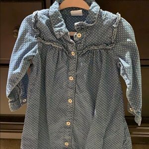 Blue and white polka dot dress